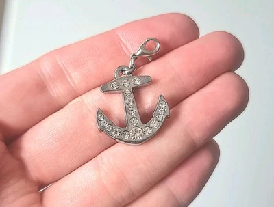 Charm Dangle Anker silber Strass Zirkon Steinchen Anhänger für Pandora Armband - Bild 1 von 2