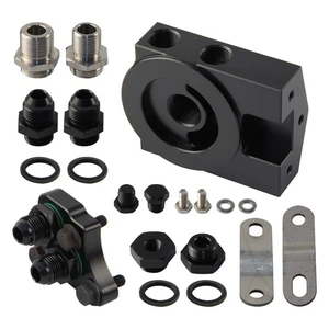 Oil Filter Sandwich Plate Kit Aluminum Alloy For Toyota 1UZ 2UZ 3UZ Black - Picture 1 of 10