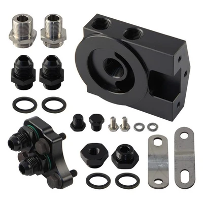 Oil Filter Sandwich Plate Kit Aluminum Alloy For Toyota 1UZ 2UZ 3UZ Black - Image 1 of 4