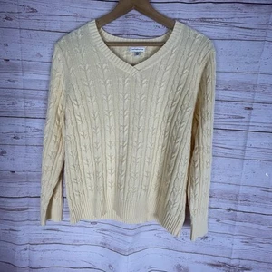 Croft & Barrow V-Neck Cable Knit Sweater Sz XL Butter Yellow Preppy Cottage - Picture 1 of 6
