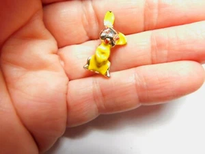 Yellow Red Enamel Rabbit Brooch Vintage - Picture 1 of 4
