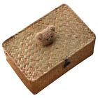 Woven Storage Box with Bear Lid - Seagrass Organizer