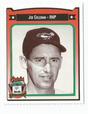 1991 Crown Coca Cola Baltimore Orioles Regional Card Joe Coleman 1954-1955