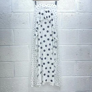 JUPE MAXI BOOHOO BLANCHE POLKADOT NOIRE FRILL AVANT SLINKY TACHETÉ Y2K ROYAUME-UNI 6 - Photo 1/4