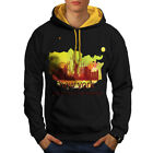 Wellcoda New York View Mens Contrast Hoodie, Tourism Casual Jumper