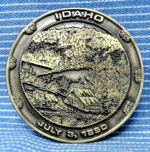 Idaho July 3 1890 Dress Belt Buckle Vintage 1974 Lewis Buckles .PCB605 - Picture 1 of 7