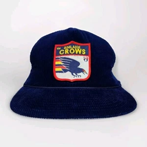Vintage Adelaide Crows Corduroy Hat Blue Old Retro 90s Logo Crest Shield AFL Cap - Picture 1 of 8