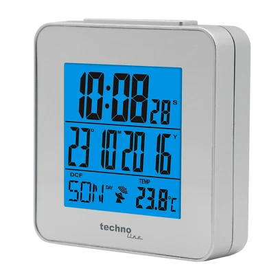 Technoline Funkwecker WT 268 Silber Datum Timer Temperatur Alarm Beleuchtet  - Bild 1 von 2