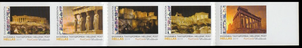 Greece 2019 Athens Acropolis Night View Self-adhesive strip of five booklet. MNH - Image 1 of 1