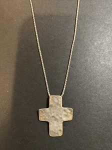 SILPADA Sterling Silver Hammered Cross Pendant with Original Chain Necklace - Picture 1 of 6