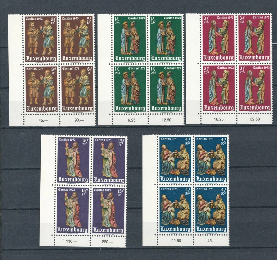 LOTE DE 4 SELLOS DE CARITAS BLOQUE MNH LUXEMBURGO EUROPA (LUXEM 715) Foto 1 de 1