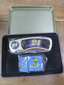 JEFF GORDON #24 NASCAR Combo Pocket Knife / Lighter Set in Tin Box  - Picture 1 of 4