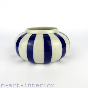 Hugo Reinhold & Co., Keramik Vase, Form 721, Blaue Streifen, Bunzlau, um 1920 - Bild 1 von 6