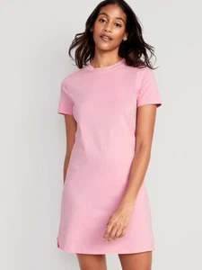 NWT Old Navy Vintage Mini T-Shirt Shift Dress Geranium Petal Sz XS, XL - Picture 1 of 2