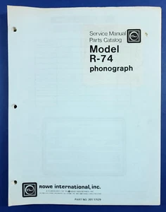 Rowe Phonograph Jukebox R-74 Service Manual und Teilekatalog Vintage - Bild 1 von 6