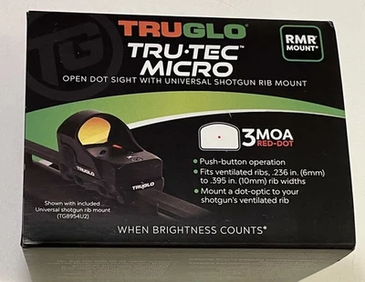 TRUGLO TRU•TEC Micro 3 MOA Mirilla de Punto Rojo Universal Escopeta Montaje de Costilla Foto 1 de 3