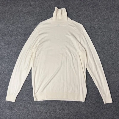 ZARA Men’s White Turtleneck Sweater Medium Lightweight Knit Pullover M - Image 1 of 4