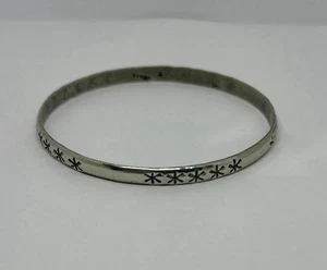 Vintage Taxco Mexico Sterling Silver 925 Hand Tooled Bangle Bracelet 8" - Picture 1 of 4