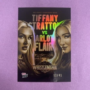 2025 Topps Now WWE Stratton/Flair #WM3SSP POSTER CARD-GOLD SUPER SP 02/41 (A2) - Picture 1 of 2