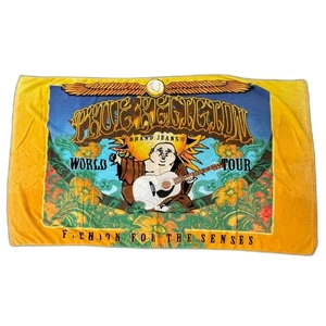 Raro JEANS TRUE RELIGION Toalla de Playa GIRA MUNDIAL Gráfico Colorido Grande 66" *LEER - Imagen 1 de 9