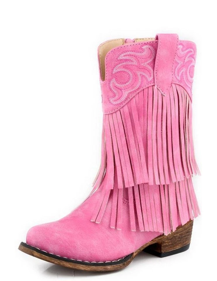 Botas Roper Western Niñas Rickrack Flecos Rosa 09-017-1566-3625 PI Foto 1 de 1