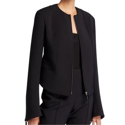 Jaqueta elástica técnica THE ROW preta SAORI zíper completo de seda mergulho nova com etiquetas 14 - Imagem 1 de 4