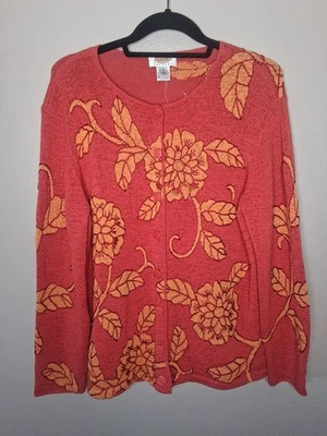 Cárdigan Talbots Para Mujer Floral Vintage Años 90 Abuela Núcleo Otoño Boho X (1X) Foto 1 de 4