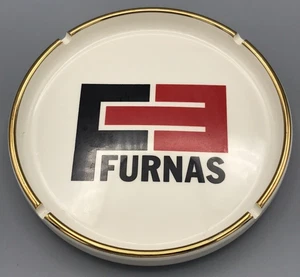 L W Barrett Co Porcelain Ashtray Advertising Furnas Vintage 6 7/8" Diameter - Picture 1 of 6