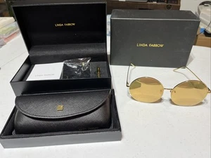 Linda Farrow Sunglasses LFL/626/1 YELLOW GOLD REFLECTIVE LENS —NEW - Picture 1 of 12