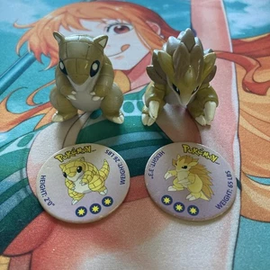 Tomy Pokemon Figur Sandshrew and Sandslash 1999 Nintendo Vintage mit POG Münze  - Bild 1 von 3