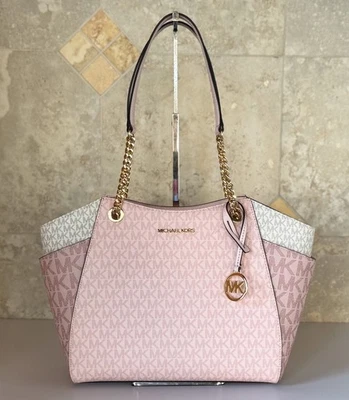 Michael Kors Jet Set путешествий LG наплечная цепочка сумка с короткими ручками MK цвет блока розовый - Изображение 1 из 4