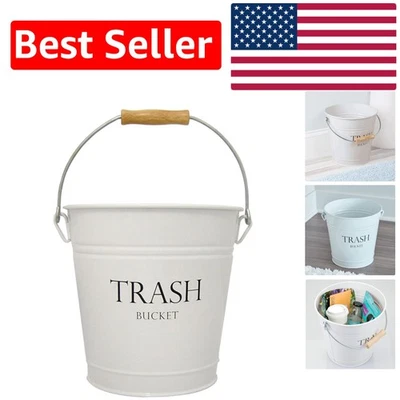 Cubo de basura compacto de metal iDesign - elegante blanco con letras vintage Foto 1 de 4