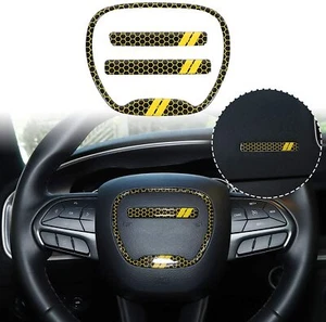 3PCS ABS Yellow Steering Wheel Trim for 2015+ Dodge Challenger,Charger,Durango a - Bild 1 von 7