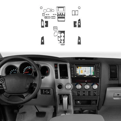 Juego completo de molduras de panel de decoración interior de coche para Toyota Tundra vinilo fibra de carbono Foto 1 de 4