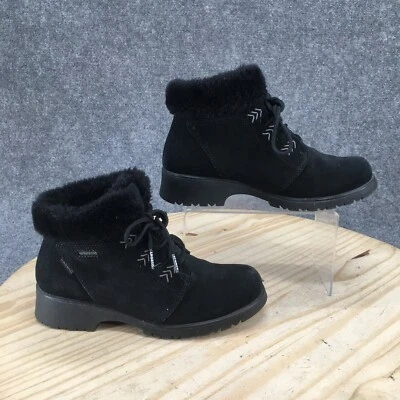 Sporto Boots Womens 8 M Ankle Winter Casual Black Leather Lace Up Faux Fur - Image 1 of 4