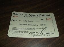 1918 BOSTON & ALBANY NYC NEW YORK CENTRAL EMPLOYEE PASS #4467