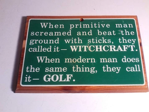 Vintage golf plaque  Folk art - Cabin Decor Cover