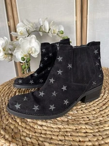 Kanna black suede ankle boots embroidered stars made in Spain UK 7 EU 40 - Picture 1 of 19