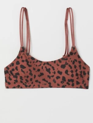 NUEVO CON ETIQUETAS H&M Top de bikini con tiras estampado de leopardo rojo óxido Talla 4 Foto 1 de 4
