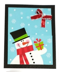 CHRISTMAS Greeting Card - Snowman Pocket - Handmade from Recycle - Picture 1 of 2