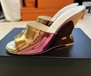 Chanel Laminated Pink Orange yellow mule 24C Size 39 - Picture 1 of 11