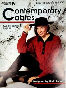VTG Leisure Arts CONTEMPORARY CABLES Two Sweaters to Knit Leaflet Book #2078 - Picture 1 of 2