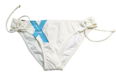 Roxy EXTRA LOW TIE SIDE White Blue Green Logo Key Tie (D) Junior Bikini Bottom - Image 1 of 4