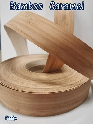 FITTIX Strisce nastro bordo bambù vero legno caramello ferro preincollato su bordi 22 mm fascia bordo