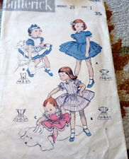 LOVELY VTG 1950s GIRLS DRESS & APRON BUTTERICK Sewing Pattern 1