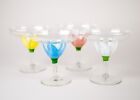 Vintage Dorothy Thorpe Style Hand Painted Margarita Glasses Set of 4 Barware
