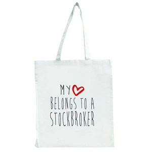 My Heart Belongs To A Stockbroker - Large Tote Shopping Bag - Picture 1 of 1