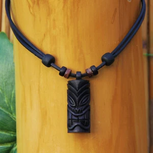 Lederkette Surferhalskette Herrenhalskette Damenkette Tiki Scrubs Halsband Maui - Bild 1 von 7