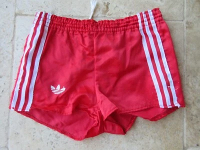 Short ADIDAS vintage VENTEX rouge nylon sport TREFOIL années 80 XS / S - Photo 1/4