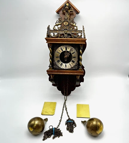 Vintage Wall Pendulum Clock Dutch WUBA Warmink Zaanse Zaandam Man Carrying World Cover
